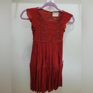Joyfolie Red Crochet Casual Kids Dress